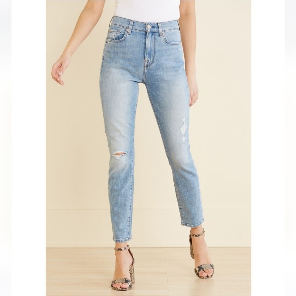 7 for all mankind High Waist Ankle Skinny Destroy Jeans Size 28